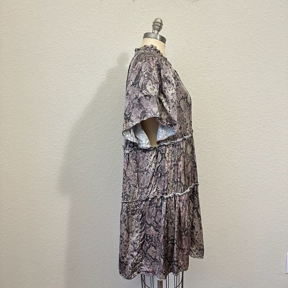 Karlie Python Tiered Shift Midi Dress W Tassel V-… - image 7